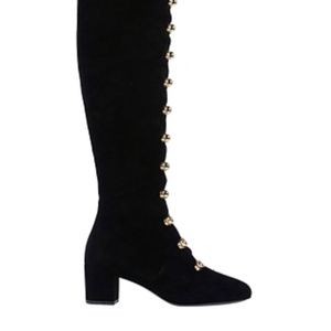 Stella Luna Black Suede and Gold Buckle Boots SIZE 40